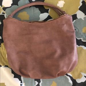 Mauve pink vegan bag short strap hobo style
